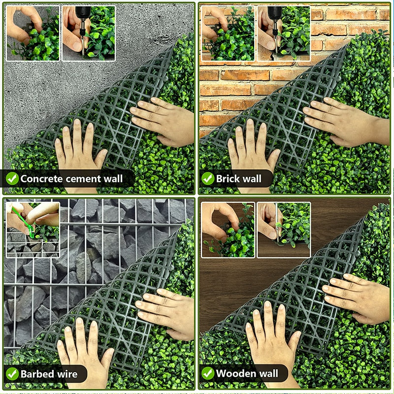 Artificial Plants Grass Wall Panel Boxwood Hedge Greenery UV Protection Green Decor Privacy Fence Backyard Screen Wedding - Originalsgroup