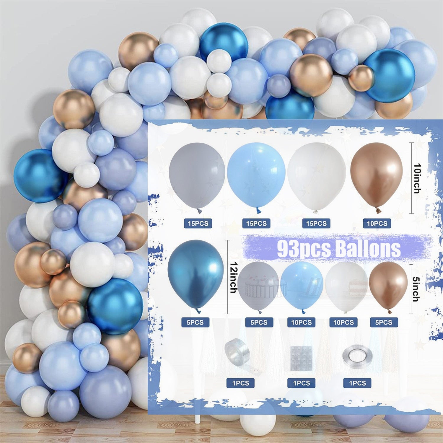 Baby Shower Birthday Balloons Blue Metallic Balloon Garland Arch Kit Welcome Girl Baptism Confetti Birthday Party Decoration - Originalsgroup