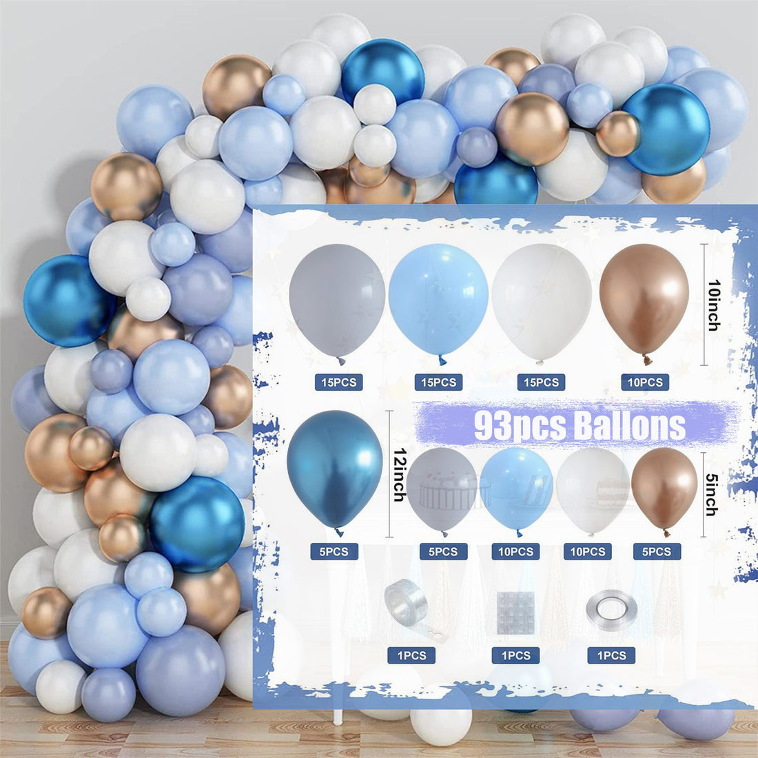 Baby Shower Birthday Balloons Blue Metallic Balloon Garland Arch Kit Welcome Girl Baptism Confetti Birthday Party Decoration - Originalsgroup