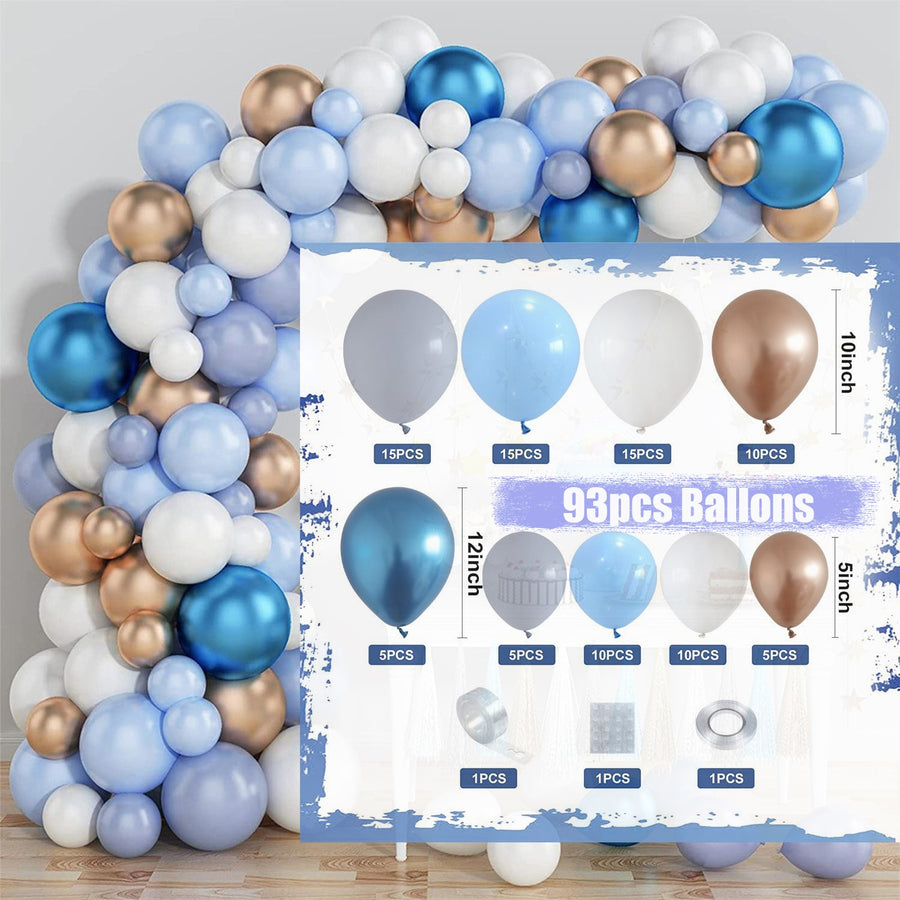 Baby Shower Birthday Balloons Blue Metallic Balloon Garland Arch Kit Welcome Girl Baptism Confetti Birthday Party Decoration - Originalsgroup