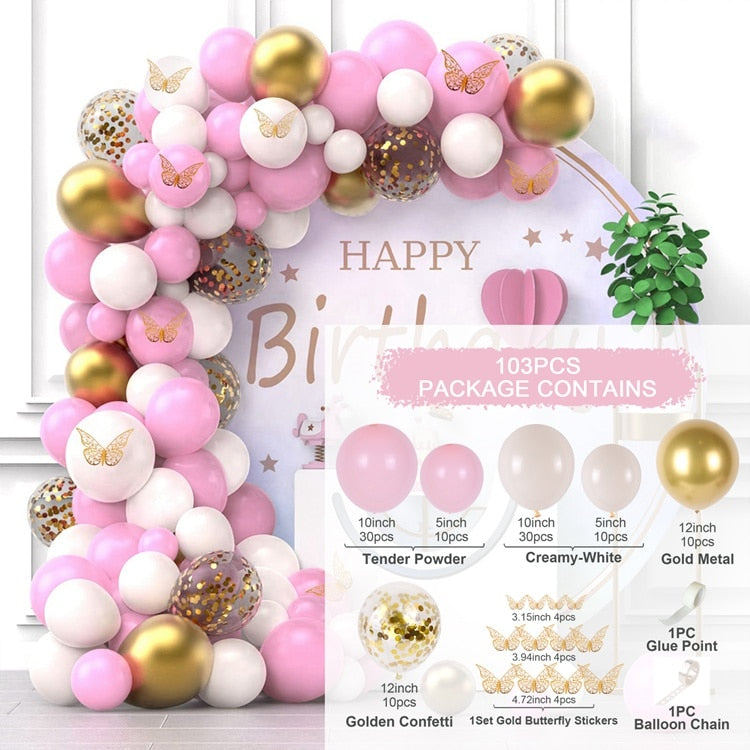 Macaron Pink Balloon Garland Arch Kit Wedding Birthday Party Decoration Kids Globos Rose Gold Confetti Latex Ballon Baby Shower - Originalsgroup