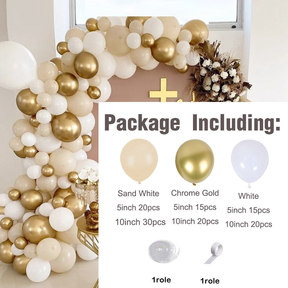 1 Set Khaki Sand White Balloons Arch Garland Kit Retro Coffee Brown White Sand Balloons Birthday Party Decorations Baby Shower - Originalsgroup