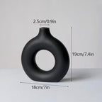 Nordic Ceramic Vase for Pampas Grass Donuts Flower Pot Home Decoration Accessories Office Living Room Interior Table Desk Decor - Originalsgroup