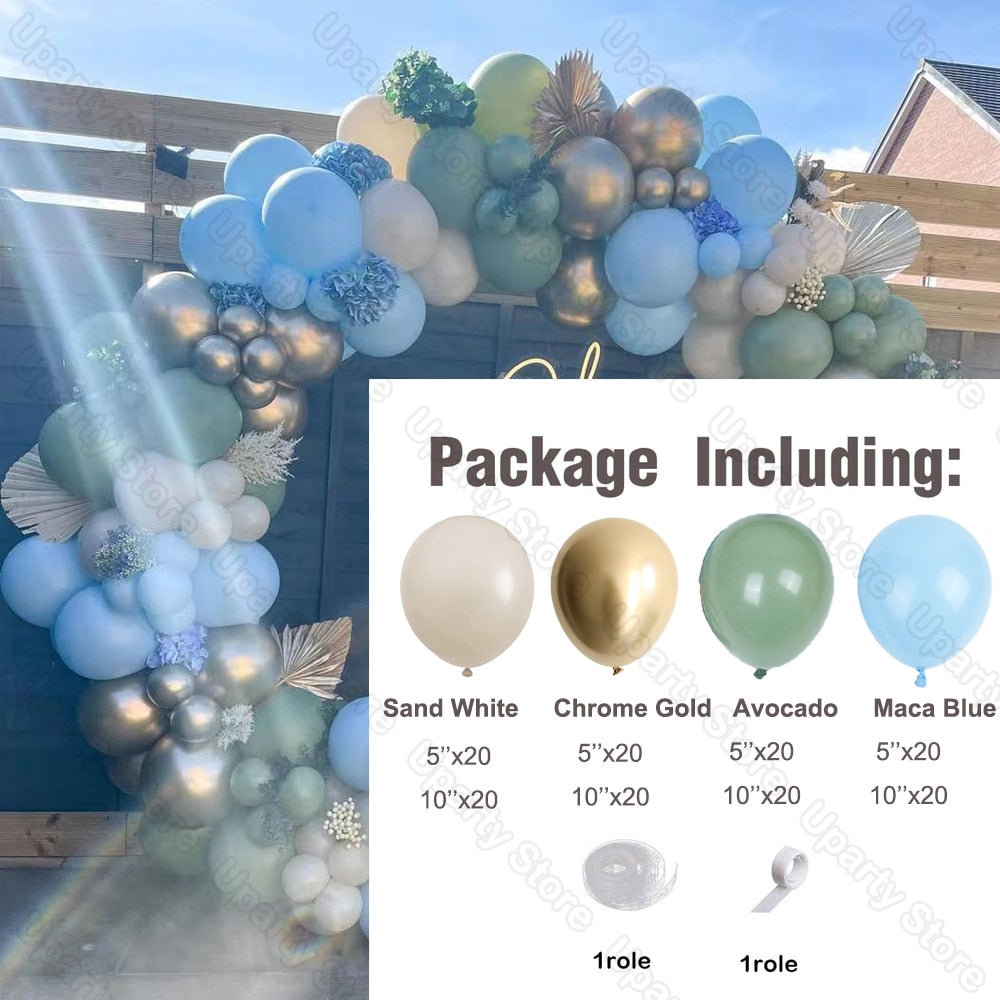 162Pcs Avocado Green Balloons Garland Arch Creamy White Retro Olive Green Balloon for Wedding Birthday Party Background Decor - Originalsgroup