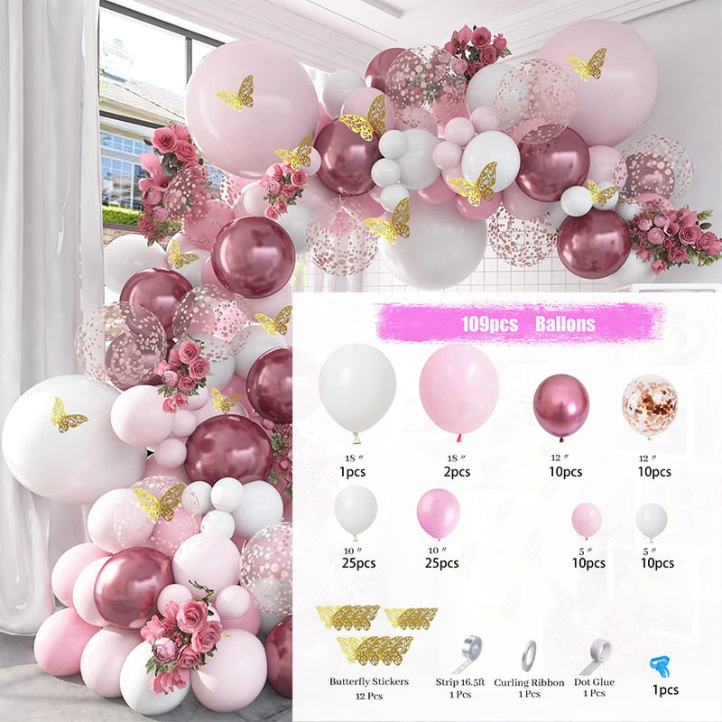 Baby Shower Birthday Balloons Blue Metallic Balloon Garland Arch Kit Welcome Girl Baptism Confetti Birthday Party Decoration - Originalsgroup