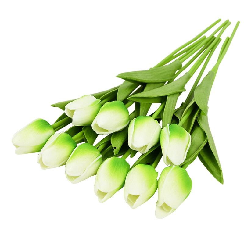 10PCS Tulip Artificial Flower Real Touch Artificial Bouquet PE Fake Flower for Wedding Decoration Flowers Home Garden Decor - Originalsgroup