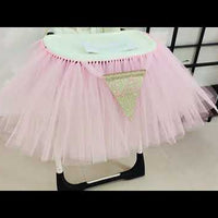 Six Months Half Year Old 1st Birthday Baby Pink Tutu Skirt for High Chair Decoration