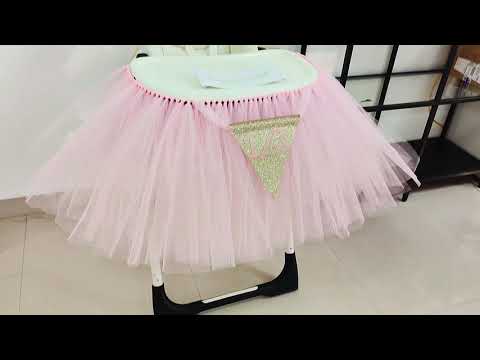 Six Months Half Year Old 1st Birthday Baby Pink Tutu Skirt for High Chair Decoration