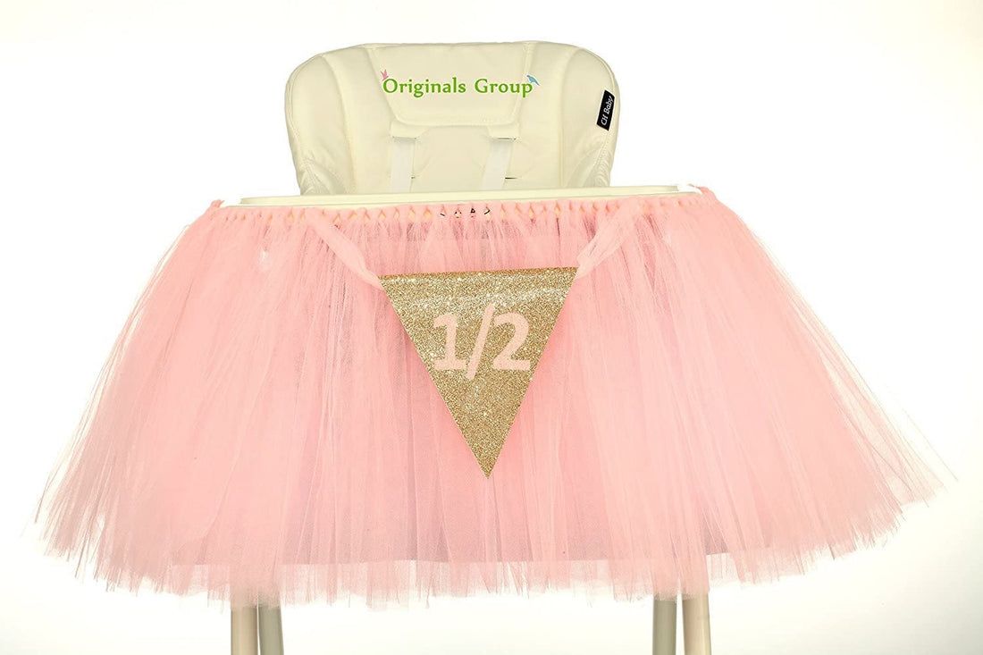 Six Months Half Year Old 1st Birthday Baby Pink Tutu Skirt for High Chair Decoration - Originalsgroup