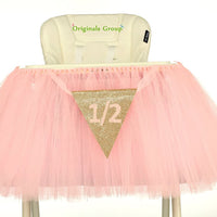 Six Months Half Year Old 1st Birthday Baby Pink Tutu Skirt for High Chair Decoration - Originalsgroup