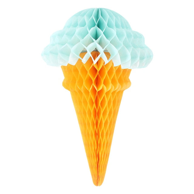 5pcs/set Ice Cream Shape Tissue Paper Hanging Honeycomb Balls Lanterns Poms Wedding Birthday Party Home Decoration Paper Balls - Originalsgroup