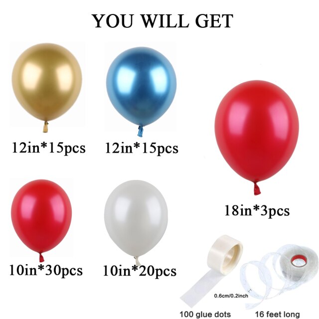 85pcs Super Hero Balloons Garland Arch Kit Red Blue Gold White Balloons WeddingBirthday Party Decorations Baby Shower Globos - Originalsgroup