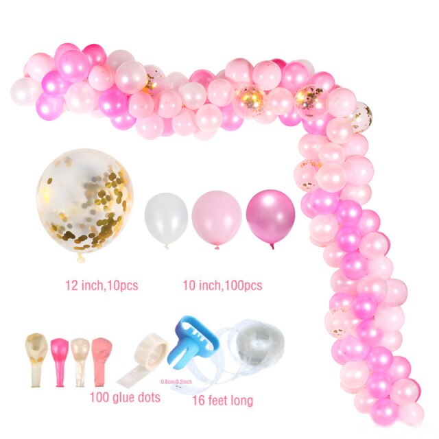 113pcs Balloon Garland Arch Kit Pink Blue Latex Air Balloons Wedding Decor Baloon Baby Shower 1st Birthday Boy Party Supplies - Originalsgroup