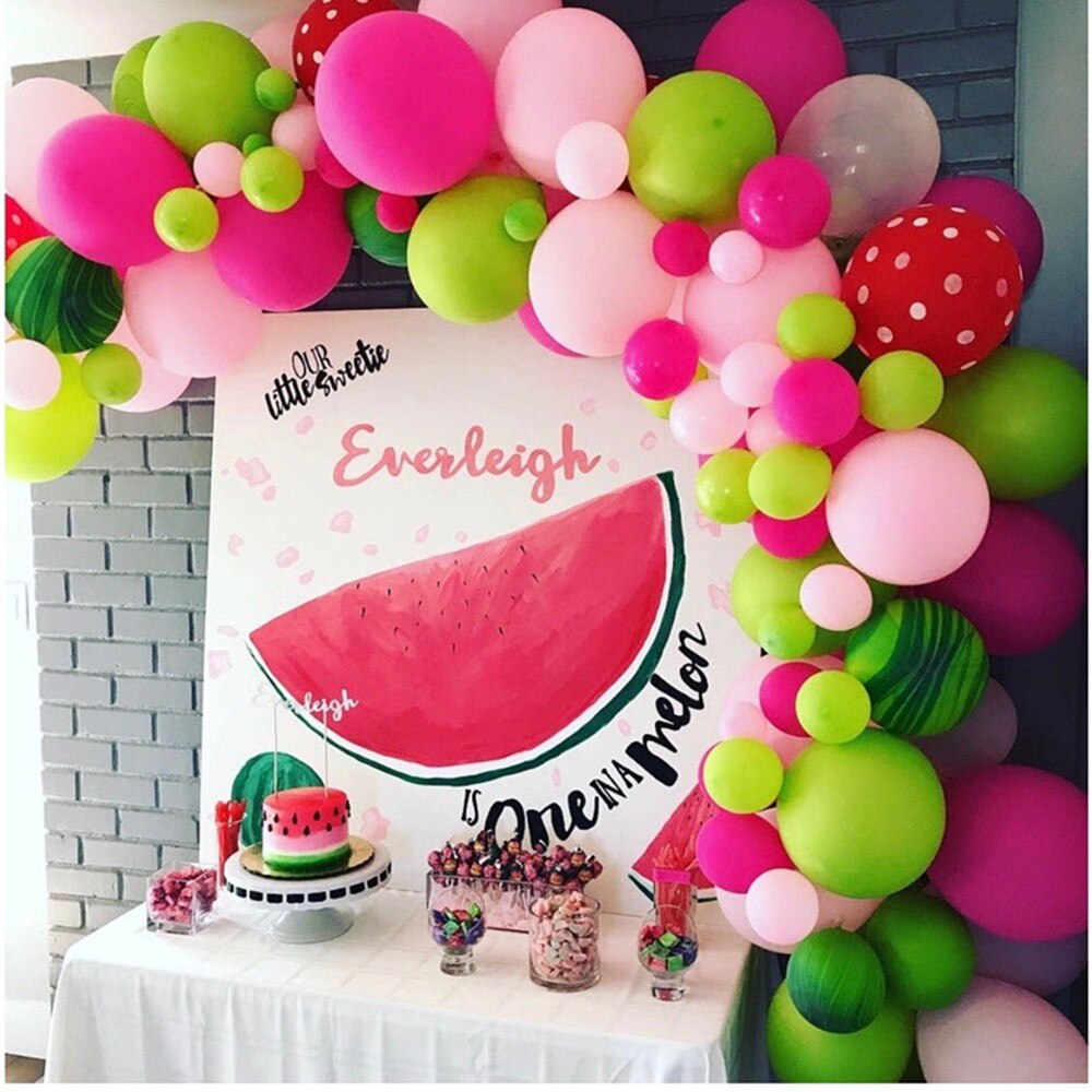 123pcs Lovely Watermelon Theme Fruit Balloons Garland Arch Kit Hawaiian Summer Pool Party Wedding Birthday Decoration Supplies - Originalsgroup