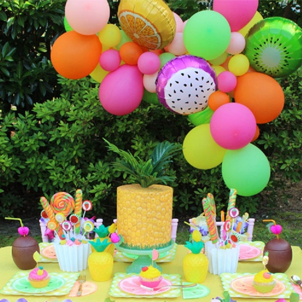 123pcs Lovely Watermelon Theme Fruit Balloons Garland Arch Kit Hawaiian Summer Pool Party Wedding Birthday Decoration Supplies - Originalsgroup