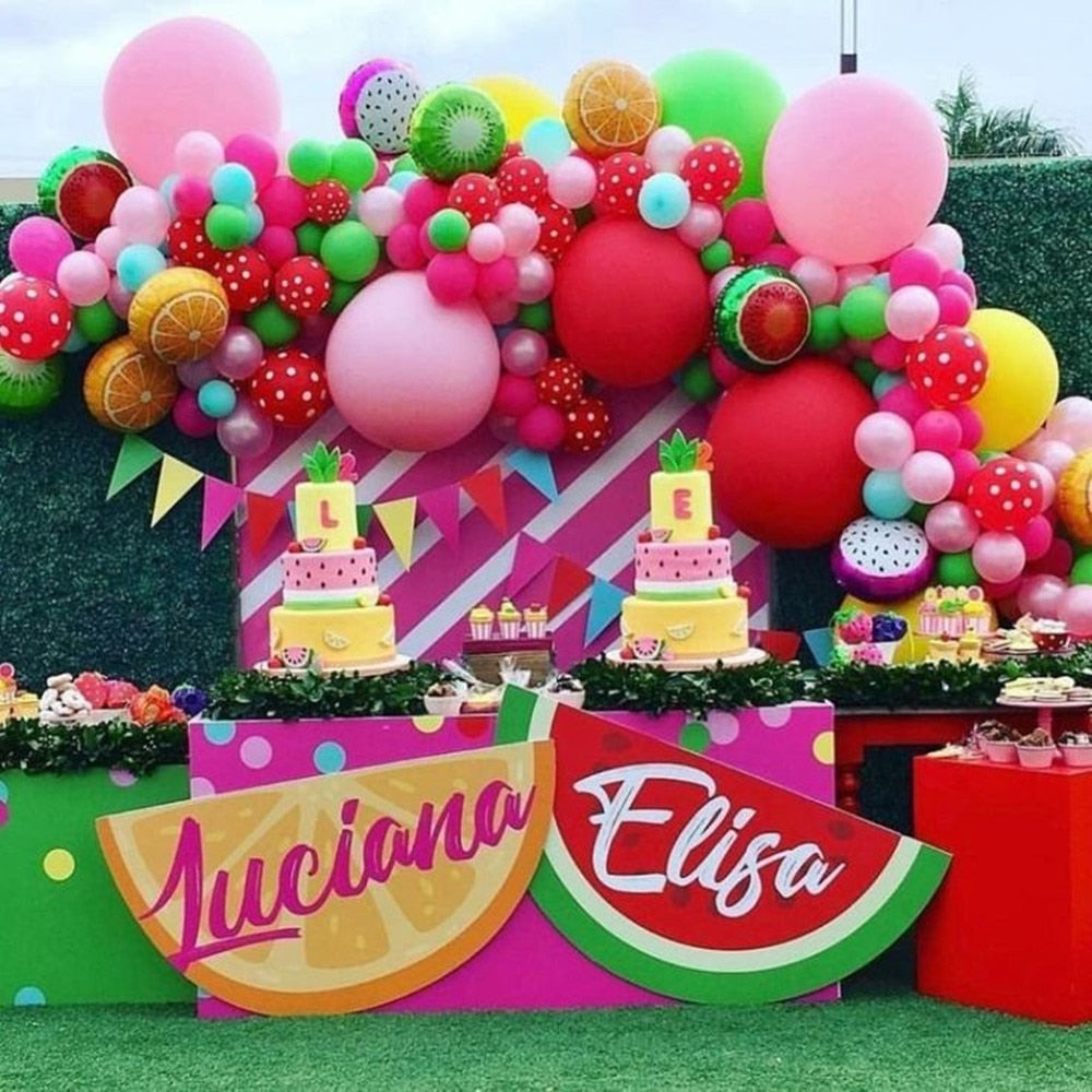 123pcs Lovely Watermelon Theme Fruit Balloons Garland Arch Kit Hawaiian Summer Pool Party Wedding Birthday Decoration Supplies - Originalsgroup