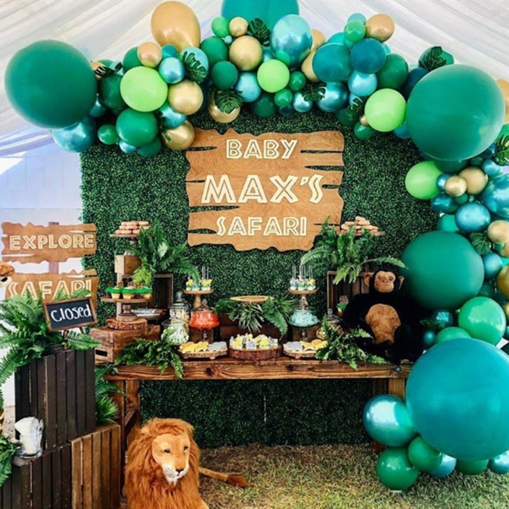 145pcs Green Balloon Garland Arch Kit Birthday Party Decorations Kids Favor Latex Balloons Baby Shower Jungle Safari Party Decor - Originalsgroup