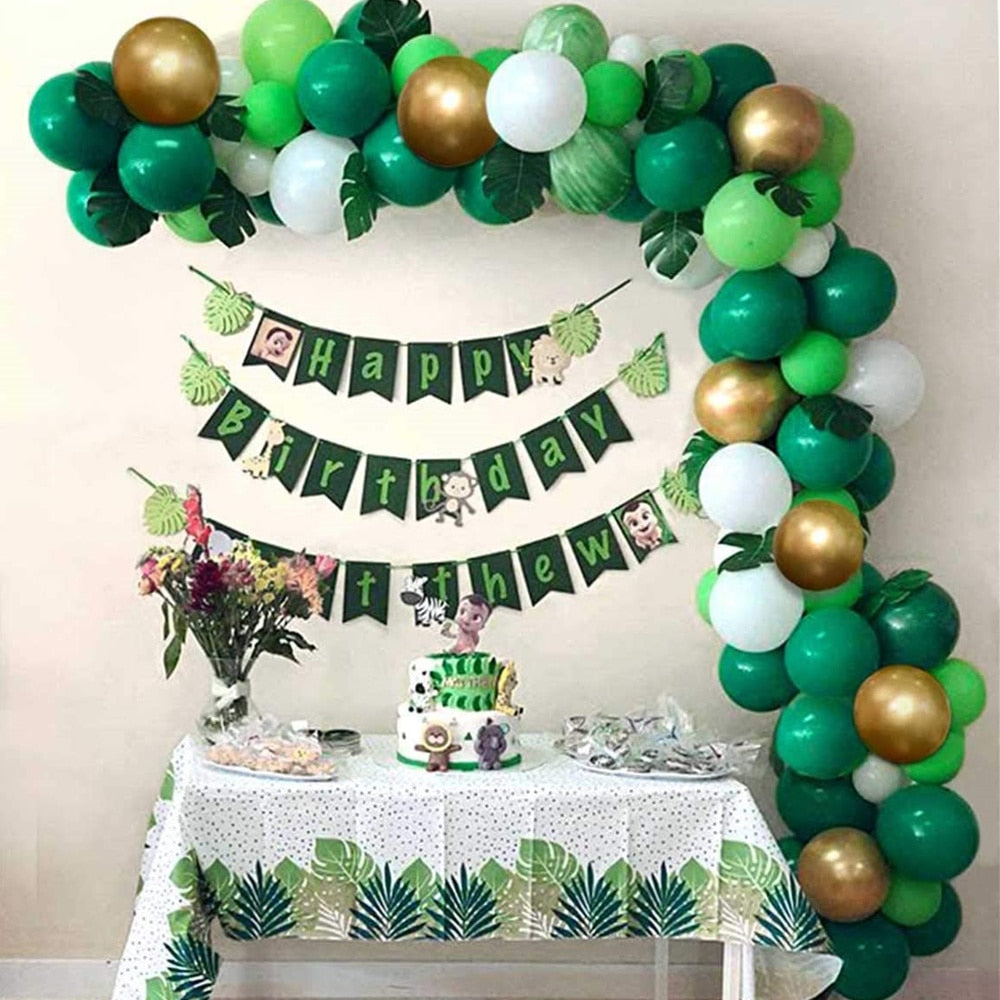 145pcs Green Balloon Garland Arch Kit Birthday Party Decorations Kids Favor Latex Balloons Baby Shower Jungle Safari Party Decor - Originalsgroup