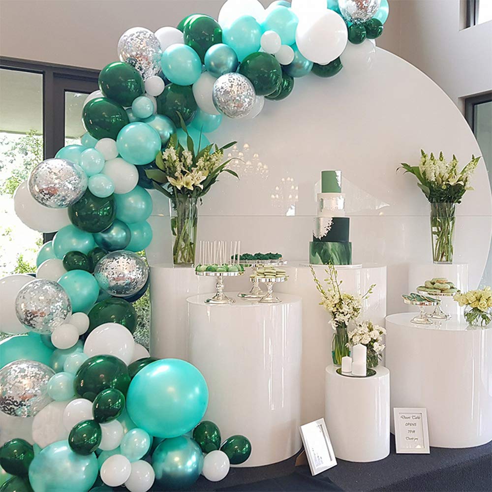 114pcs Turquoise Balloons Garland Arch Kit Tiffany Blue White Metallic Latex Balloons Bridal Shower Wedding Birthday Decoration - Originalsgroup