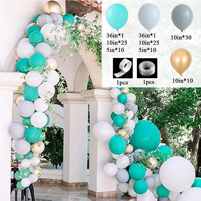 114pcs Turquoise Balloons Garland Arch Kit Tiffany Blue White Metallic Latex Balloons Bridal Shower Wedding Birthday Decoration - Originalsgroup