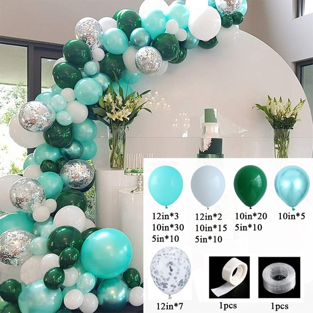 114pcs Turquoise Balloons Garland Arch Kit Tiffany Blue White Metallic Latex Balloons Bridal Shower Wedding Birthday Decoration - Originalsgroup