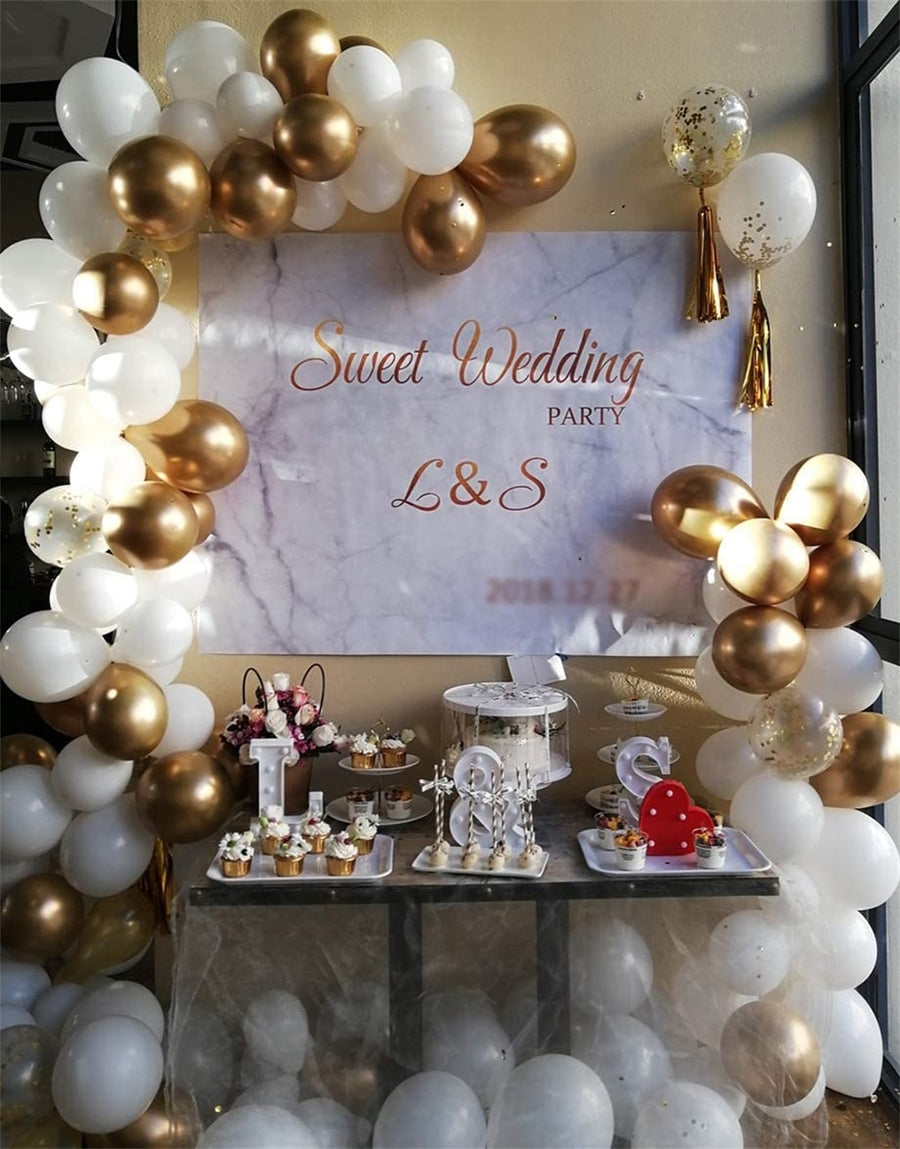 White Balloon Garland Arch Kit, White Gold Confetti Balloons 98 PCS, Artificial Palm Leaves 6 PCS Wedding Birthday Decorations - Originalsgroup