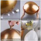 White Balloon Garland Arch Kit, White Gold Confetti Balloons 98 PCS, Artificial Palm Leaves 6 PCS Wedding Birthday Decorations - Originalsgroup