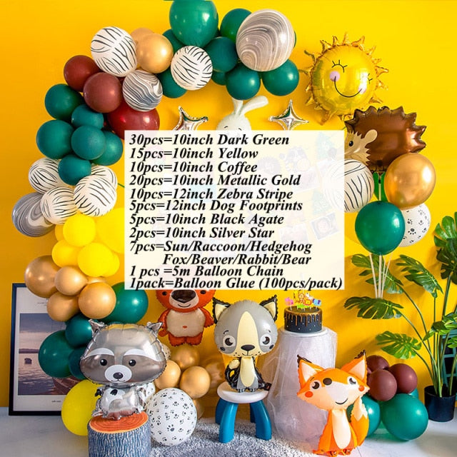 103pcs Animal Balloons Garland Arch Kit Latex Ballon Jungle Theme Party Supplies Kids Boy Birthday Party Decorations Baby Shower - Originalsgroup