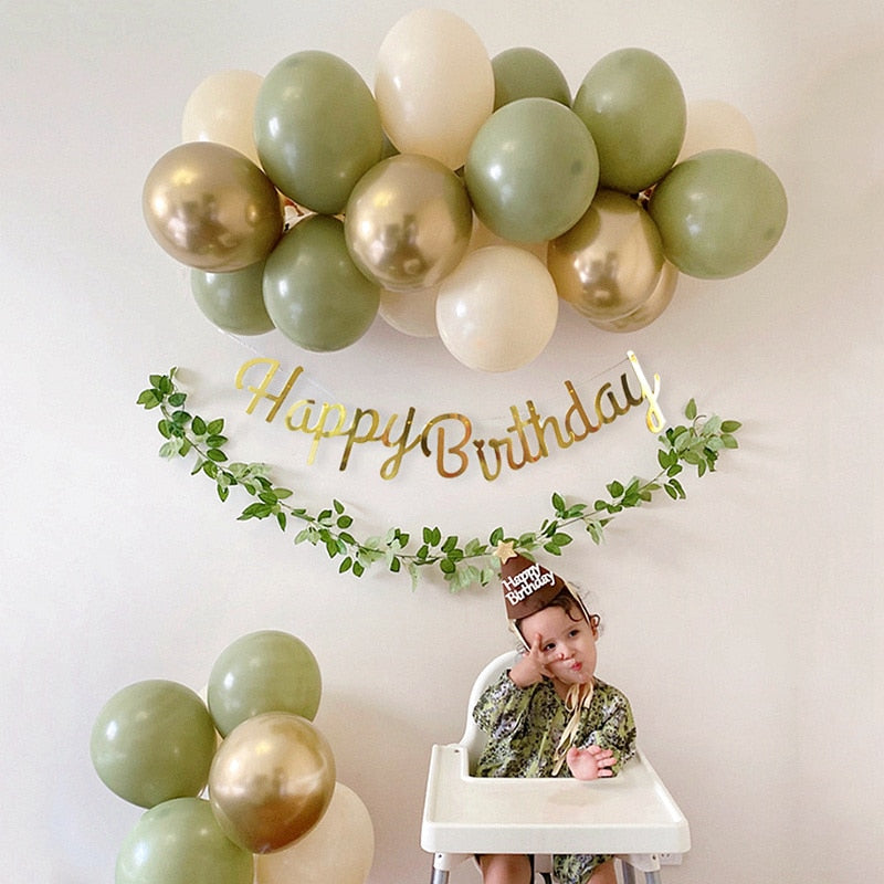 19pcs Bean Green Latex Balloons Garland Arch Kit Baby Shower Wedding Jungle Birthday Party Decorations Kids Helium Balloon Arch - Originalsgroup