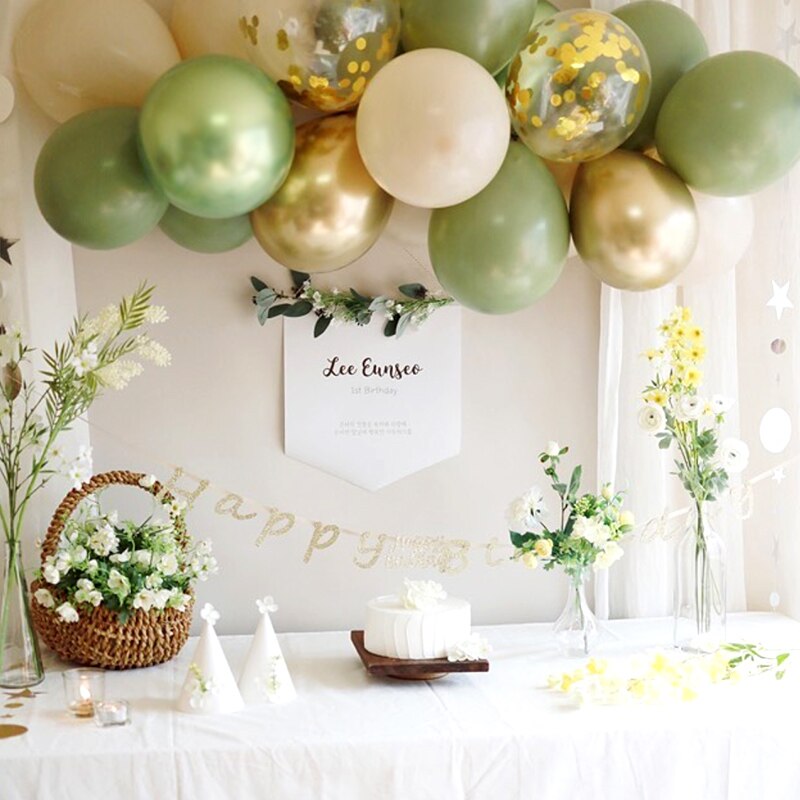 19pcs Bean Green Latex Balloons Garland Arch Kit Baby Shower Wedding Jungle Birthday Party Decorations Kids Helium Balloon Arch - Originalsgroup