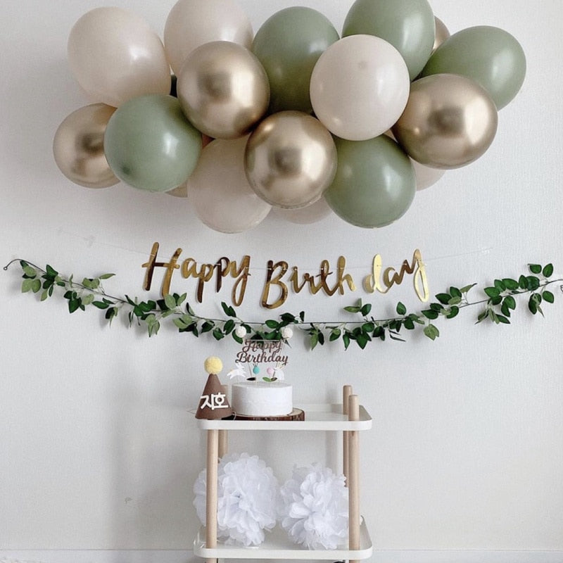 19pcs Bean Green Latex Balloons Garland Arch Kit Baby Shower Wedding Jungle Birthday Party Decorations Kids Helium Balloon Arch - Originalsgroup