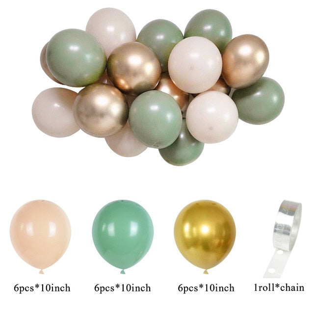 19pcs Bean Green Latex Balloons Garland Arch Kit Baby Shower Wedding Jungle Birthday Party Decorations Kids Helium Balloon Arch - Originalsgroup