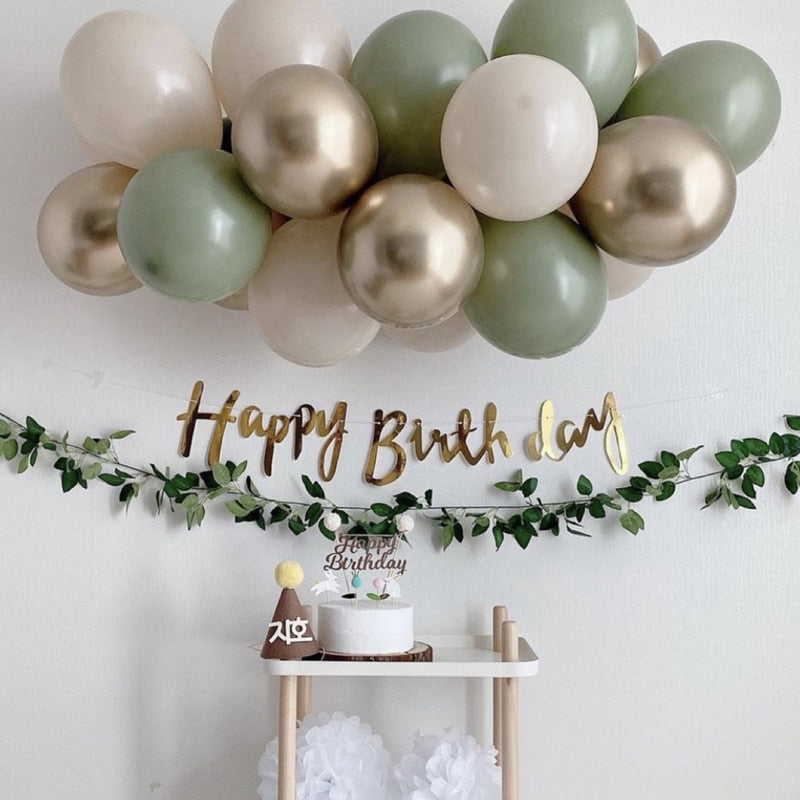 19pcs Bean Green Latex Balloons Garland Arch Kit Baby Shower Wedding Jungle Birthday Party Decorations Kids Helium Balloon Arch - Originalsgroup