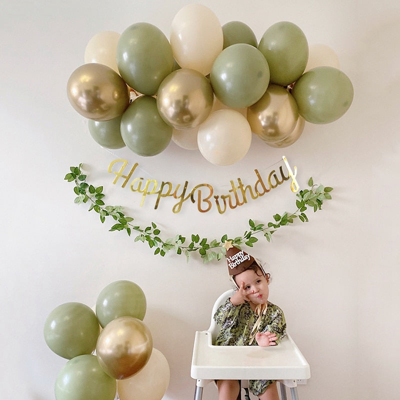 19pcs Bean Green Latex Balloons Garland Arch Kit Baby Shower Wedding Jungle Birthday Party Decorations Kids Helium Balloon Arch - Originalsgroup