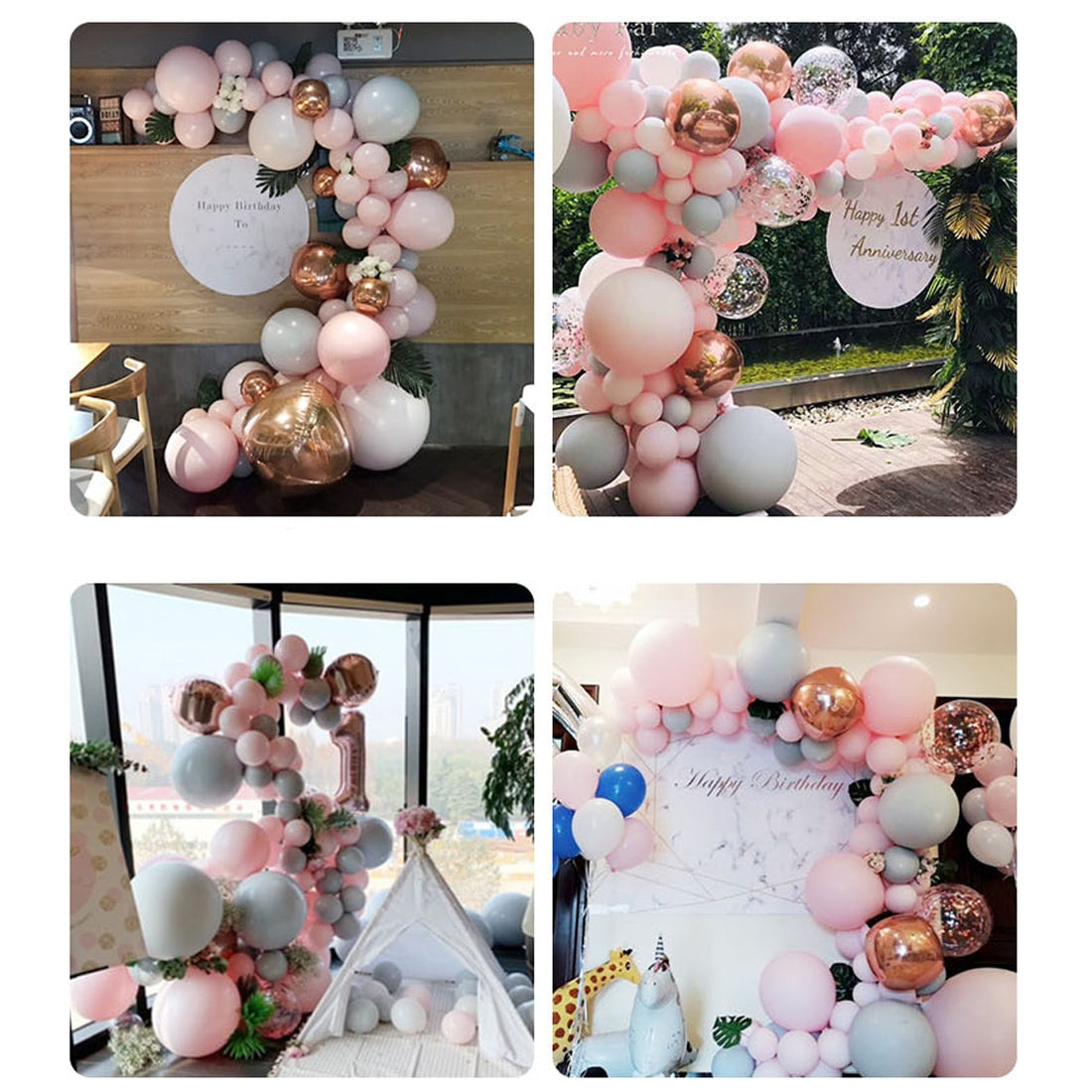 Balloons Arch Kit Macaroon Grey Pink Chrome Metallic Ballon Garland for Wedding BabyShower Girl Birthday Party Decoration - Originalsgroup