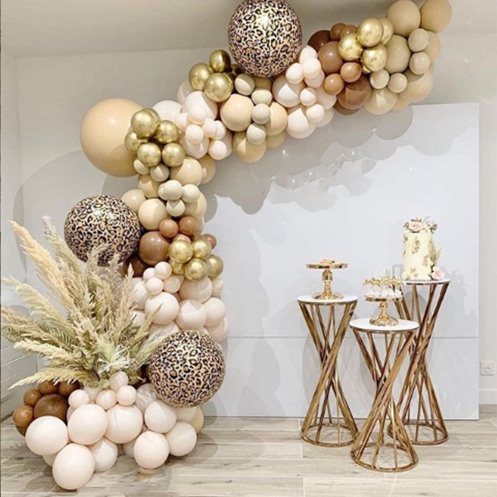 184pcs Coffee Brown Caramel Peach Balloons Leopard Arch Kit Skin Latex Garland Balloons Baby Shower Supplies Wedding Party Decor - Originalsgroup