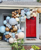 130pcs Coffee Brown Latex Balloons Arch Kit Garland Blue White Skin Color Baby Birthday Party Decorations Backdrop Decor - Originalsgroup
