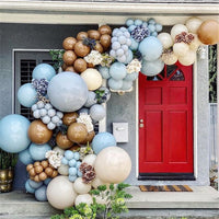 130pcs Coffee Brown Latex Balloons Arch Kit Garland Blue White Skin Color Baby Birthday Party Decorations Backdrop Decor - Originalsgroup
