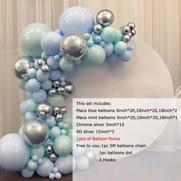 103pcs DIY Pastel Macaron Blue Mint Balloon Garland Sliver Globos Arch Kit Birthday Wedding Baby Shower Anniversary Party Decor - Originalsgroup