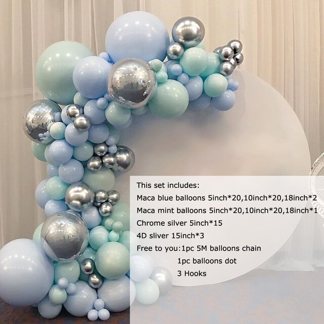 103pcs DIY Pastel Macaron Blue Mint Balloon Garland Sliver Globos Arch Kit Birthday Wedding Baby Shower Anniversary Party Decor - Originalsgroup
