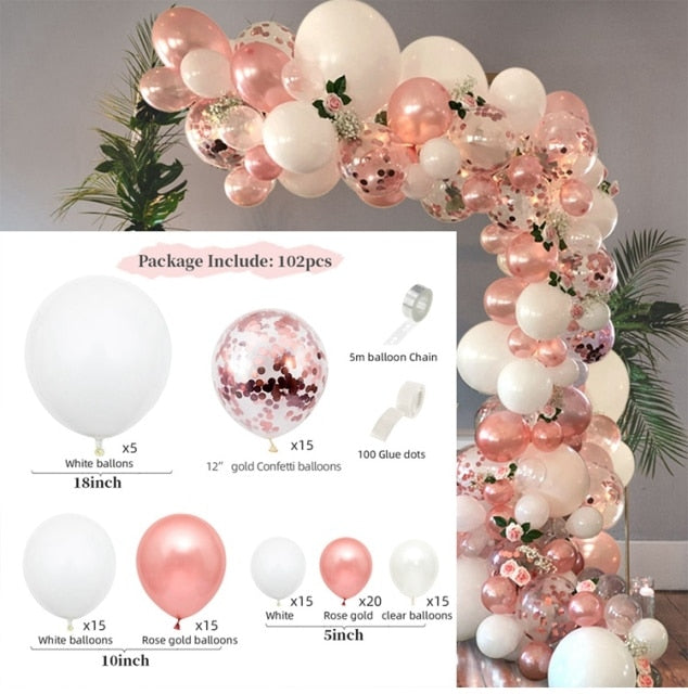 PATIMATE Rose Gold Balloon Arch Garland Kit Wedding Birthday Baloon Birthday Party Decor Kids Baby Shower Latex Confetti Ballon - Originalsgroup