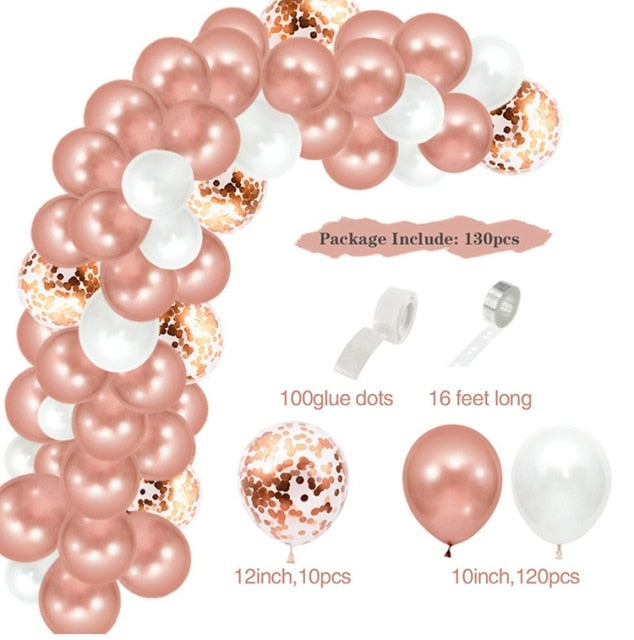 PATIMATE Rose Gold Balloon Arch Garland Kit Wedding Birthday Baloon Birthday Party Decor Kids Baby Shower Latex Confetti Ballon - Originalsgroup