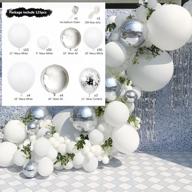 Balloons Arch Kit Macaroon Grey Pink Chrome Metallic Ballon Garland for Wedding BabyShower Girl Birthday Party Decoration - Originalsgroup
