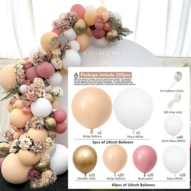 Balloons Arch Kit Macaroon Grey Pink Chrome Metallic Ballon Garland for Wedding BabyShower Girl Birthday Party Decoration - Originalsgroup