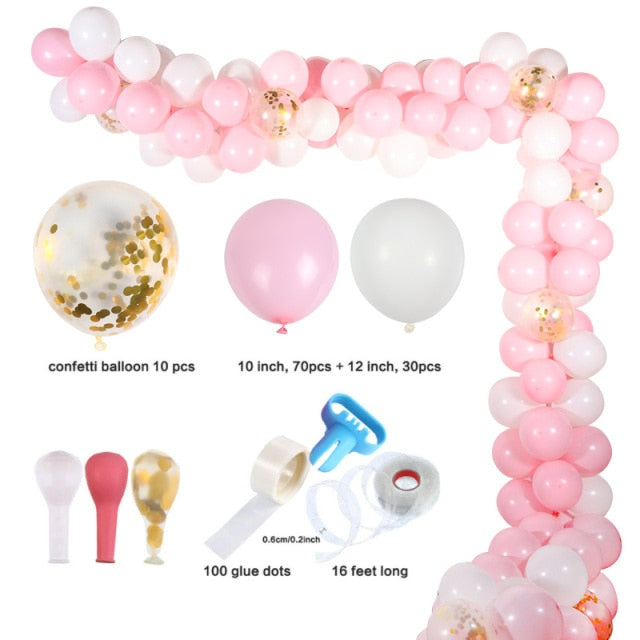 Balloons Arch Kit Macaroon Grey Pink Chrome Metallic Ballon Garland for Wedding BabyShower Girl Birthday Party Decoration - Originalsgroup