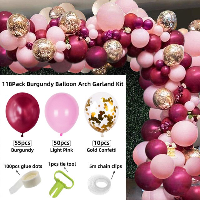 Balloons Arch Kit Macaroon Grey Pink Chrome Metallic Ballon Garland for Wedding BabyShower Girl Birthday Party Decoration - Originalsgroup