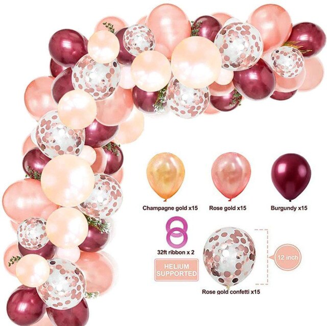 Balloons Arch Kit Macaroon Grey Pink Chrome Metallic Ballon Garland for Wedding BabyShower Girl Birthday Party Decoration - Originalsgroup