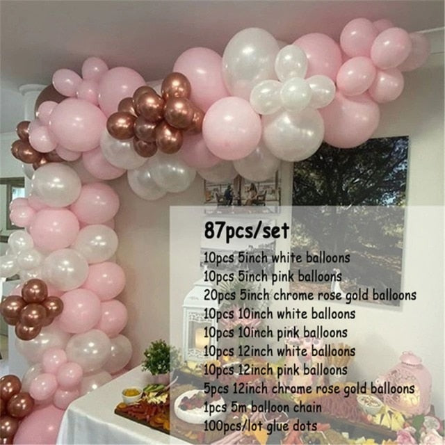 Balloons Arch Kit Macaroon Grey Pink Chrome Metallic Ballon Garland for Wedding BabyShower Girl Birthday Party Decoration - Originalsgroup