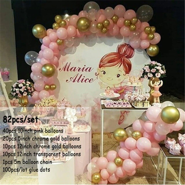 Balloons Arch Kit Macaroon Grey Pink Chrome Metallic Ballon Garland for Wedding BabyShower Girl Birthday Party Decoration - Originalsgroup