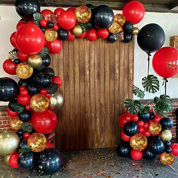 104pcs Red and Black Gold Balloons Garland Arch Kit 18th 21st 30th 40th 50th Birthday Party Decorations Valentines Day Globos - Originalsgroup